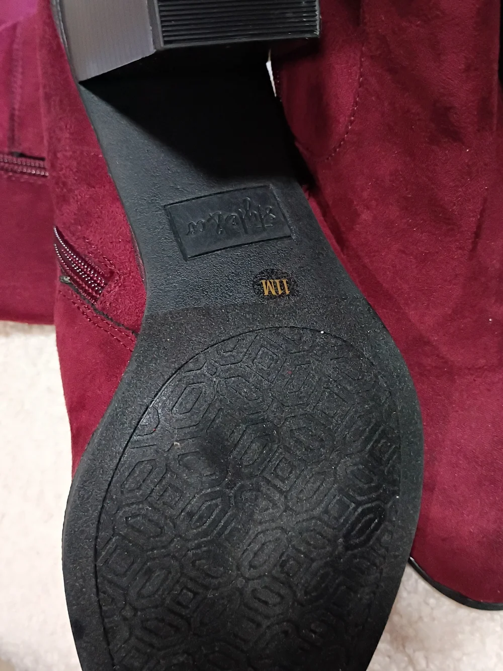 Style & Co. Over-The-Knee Boots in Burgundy Stretchable Faux Suede 11M